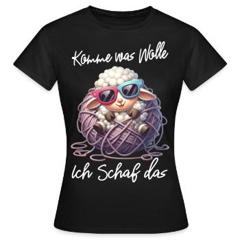 komme was wolle Schaf Wortspiel lustiger Spruch - Frauen T-Shirt - Schwarz - Vorne - AI Model Female 172 dark (172cm)