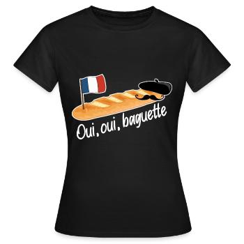 Oui Oui Baguette - Lustiges französisches Essen - Frauen T-Shirt - Schwarz - Vorne - AI Model Female 172 dark (172cm)