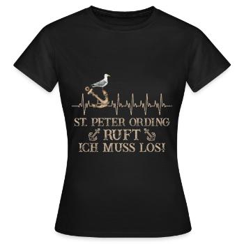 St. Peter-Ording ruft Herzschlag Nordfriesland - Frauen T-Shirt - Schwarz - Vorne - AI Model Female 172 dark (172cm)