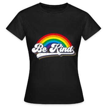 Soyez gentil LGBT Arc-en-ciel - T-shirt Femme - noir - Devant - AI Model Female 172 dark (172cm)