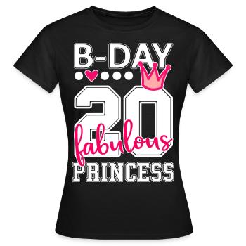 20. Geburtstag Nummer 20 Prinzessin - Frauen T-Shirt - Schwarz - Vorne - AI Model Female 172 dark (172cm)