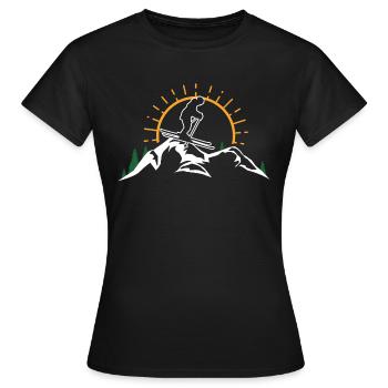 ski snowboard mountain sunset skiing skier skier - Frauen T-Shirt - Schwarz - Vorne - AI Model Female 172 dark (172cm)