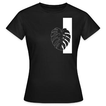 Botanical Monstera reduziert minimalistisch clean - Frauen T-Shirt - Schwarz - Vorne - AI Model Female 172 dark (172cm)