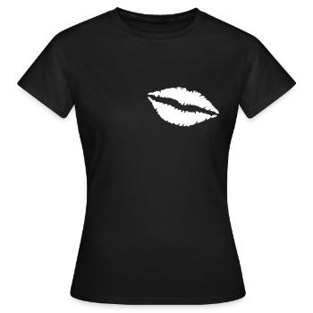 kussmund kuss kiss lippen aufkleber sticker küssen - Frauen T-Shirt - Schwarz - Vorne - AI Model Female 172 dark (172cm)