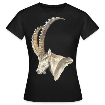 Steinbock solo - Frauen T-Shirt - Schwarz - Vorne - AI Model Female 172 dark (172cm)