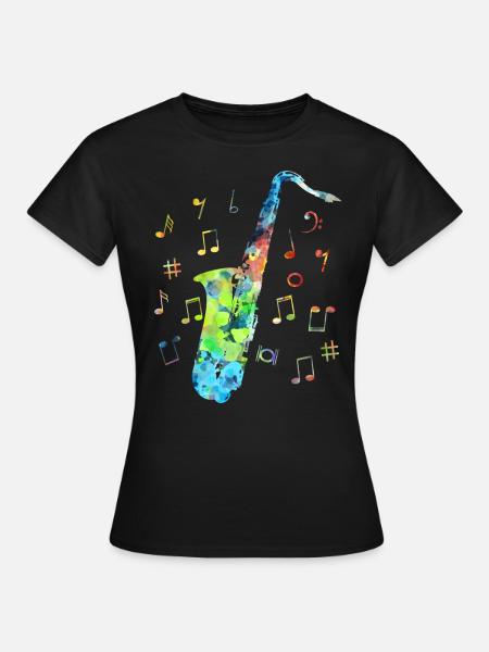 Bunt Saxophon-Musiker Saxophon Jazzmusik - Frauen T-Shirt - Schwarz