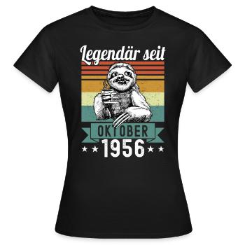 Faultier Legendär seit Oktober 1956 Geburtstag - Frauen T-Shirt - Schwarz - Vorne - AI Model Female 172 dark (172cm)