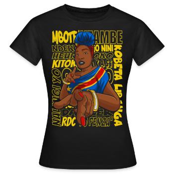 CONGO RDC - T-shirt Femme - noir - Devant - AI Model Female 172 dark (172cm)