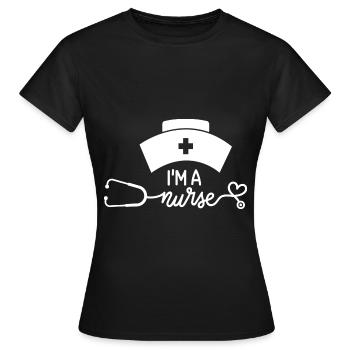 Je suis fière d’être infirmière ich bin stolze Krankenschwerster - T-shirt Femme - noir - Devant - AI Model Female 172 dark (172cm)
