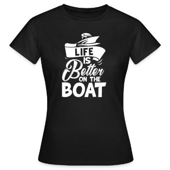 Boot - Frauen T-Shirt - Schwarz - Vorne - AI Model Female 172 dark (172cm)