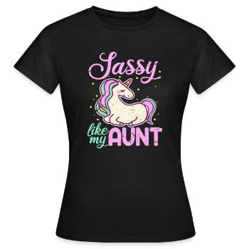 aunt - Women's T-Shirt - black - Front - AI Model Female 172 dark (172cm)