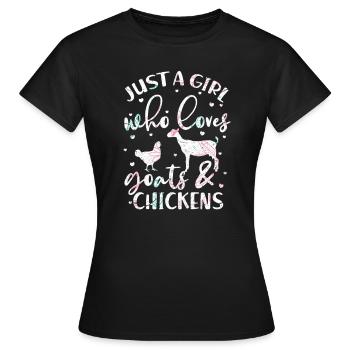 Poulet Chèvre Poulet Chèvre Fille Fille Cadeau - T-shirt Femme - noir - Devant - AI Model Female 172 dark (172cm)