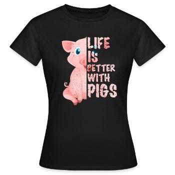 porc - T-shirt Femme - noir - Devant - AI Model Female 172 dark (172cm)