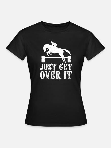 Springreiten Reiter Reitstall Pferd Geschenk - Frauen T-Shirt - Schwarz