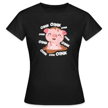 Schweinchen - Frauen T-Shirt - Schwarz - Vorne - AI Model Female 172 dark (172cm)