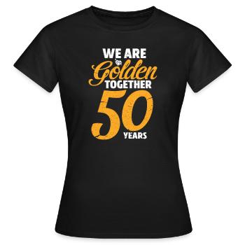 Goldene Hochzeit Hochzeitstag Hochzeitsjubiläum - Frauen T-Shirt - Schwarz - Vorne - AI Model Female 172 dark (172cm)
