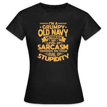 Sarkasmus Navy Veteran - Frauen T-Shirt - Schwarz - Vorne - AI Model Female 172 dark (172cm)