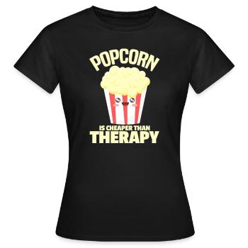 Popcorn - Frauen T-Shirt - Schwarz - Vorne - AI Model Female 172 dark (172cm)