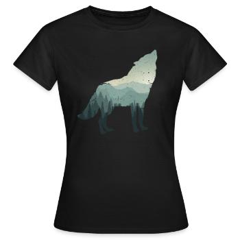 Wolf - Frauen T-Shirt - Schwarz - Vorne - AI Model Female 172 dark (172cm)