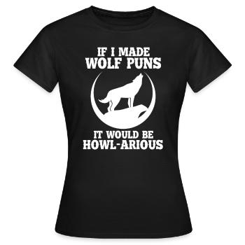 Loup hurlement loup-garou loup-garou cadeau sauvage - T-shirt Femme - noir - Devant - AI Model Female 172 dark (172cm)