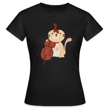Cadeau Bassiste Cat Bass Cello Bass Bassist - T-shirt Femme - noir - Devant - AI Model Female 172 dark (172cm)