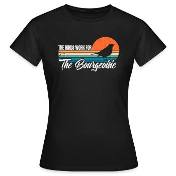 Complot d'oiseaux - T-shirt Femme - noir - Devant - AI Model Female 172 dark (172cm)