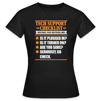 Technical support - Women's T-Shirt - black - Front - AI Model Female 172 dark (172cm)