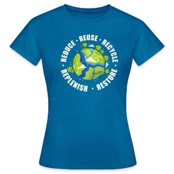 climate Change - Women's T-Shirt - antique blue sapphire heather - Front - AI Model Female 172 dark (172cm)
