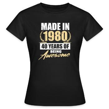 1980 40e anniversaire 40 ans cadeau bday - T-shirt Femme - noir - Devant - AI Model Female 172 dark (172cm)