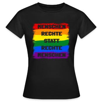 Menschenrechte statt rechte Menschen Regenbogen - Frauen T-Shirt - Schwarz - Vorne - AI Model Female 172 dark (172cm)