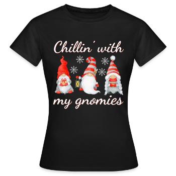 Chillin avec mes gnomies - Gnomes de Noël - T-shirt Femme - noir - Devant - AI Model Female 172 dark (172cm)