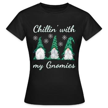 Chillin avec mes gnomies - Gnomes de Noël - T-shirt Femme - noir - Devant - AI Model Female 172 dark (172cm)