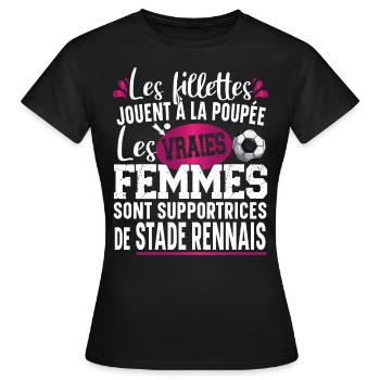 Stade Rennais Supportrice Football Cadeau Femme - T-shirt Femme - noir - Devant - AI Model Female 172 dark (172cm)
