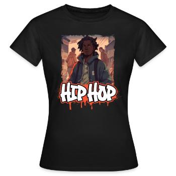 Rap & Hip Hop Musik Album Cover - Anime Shirt - Frauen T-Shirt - Schwarz - Vorne - AI Model Female 172 dark (172cm)