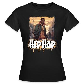 Rap & Hip Hop Musik Album Cover 2 - Anime Shirt - Frauen T-Shirt - Schwarz - Vorne - AI Model Female 172 dark (172cm)