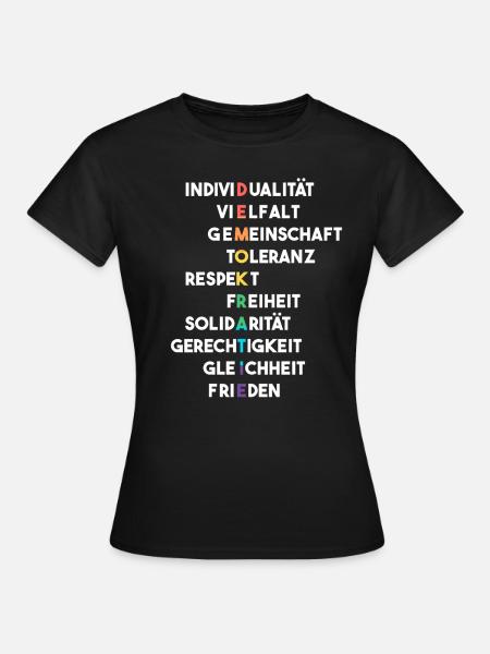 Demokratie LGBTQ Sprüche Vielfalt Wahl 2025 - Frauen T-Shirt - Schwarz