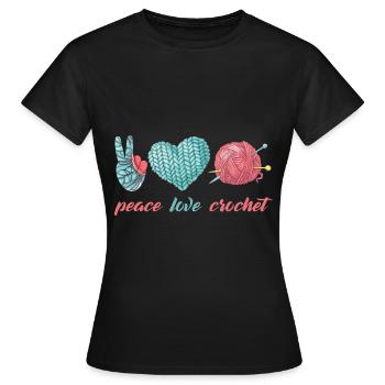 Häkeln - Frauen T-Shirt - Schwarz - Vorne - AI Model Female 172 dark (172cm)