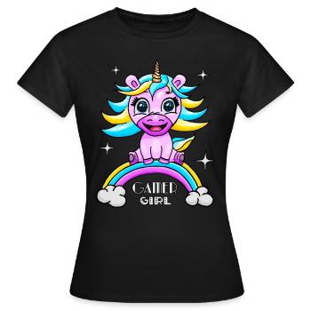 Gamer gamer gamer unicorn - Women's T-Shirt - black - Front - AI Model Female 172 dark (172cm)
