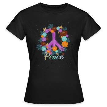 Peace Hippies Woodstock Retro - T-shirt Femme - noir - Devant - AI Model Female 172 dark (172cm)