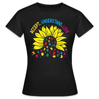 Sensibilisation à l’autisme - T-shirt Femme - noir - Devant - AI Model Female 172 dark (172cm)