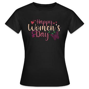 Weltfrauentag Florales - Frauen T-Shirt - Schwarz - Vorne - AI Model Female 172 dark (172cm)