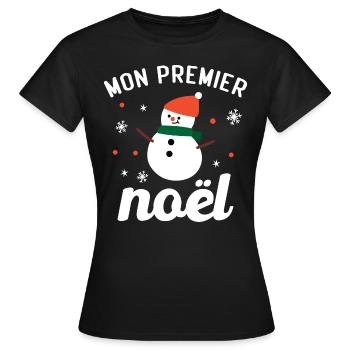 Mon premier noël - T-shirt Femme - noir - Devant - AI Model Female 172 dark (172cm)