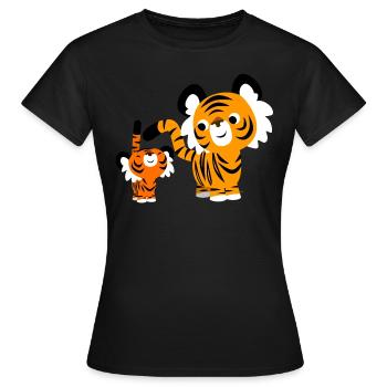 Kleine und große Tiger von Cheerful Madness!! - Frauen T-Shirt - Schwarz - Vorne - AI Model Female 172 dark (172cm)