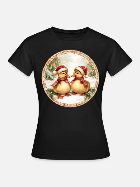 Weihnachten Entchen - Frauen T-Shirt - Schwarz