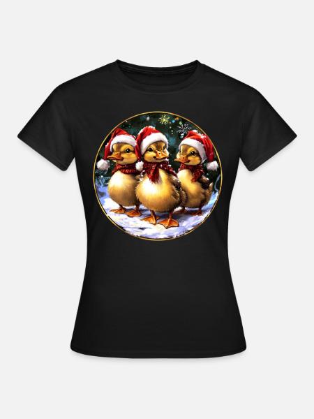 Entchen Weihnachtsmann - Frauen T-Shirt - Schwarz