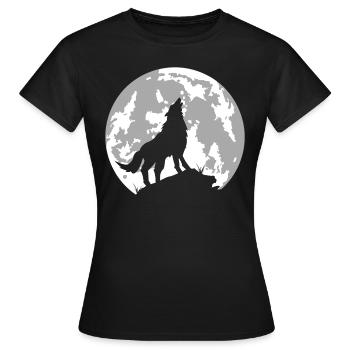 wolf vollmond - Frauen T-Shirt - Schwarz - Vorne - AI Model Female 172 dark (172cm)