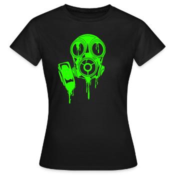 Gasmaske Maske Neon Horror Mask Grusel T-Shirt - Frauen T-Shirt - Schwarz - Vorne - AI Model Female 172 dark (172cm)