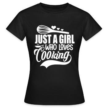 Just A Girl Who Loves Cooking - Women's T-Shirt - black - Front - AI Model Female 172 dark (172cm)