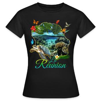 Ile de la Réunion Nature Plage Cadeau Voyage - T-shirt Femme - noir - Devant - AI Model Female 172 dark (172cm)
