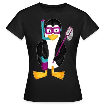 Pinguin Schnorchel Urlaub Ferien Badeurlaub - Frauen T-Shirt - Schwarz - Vorne - AI Model Female 172 dark (172cm)